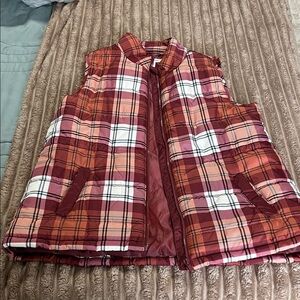 Maurices Red Plaid Vest
